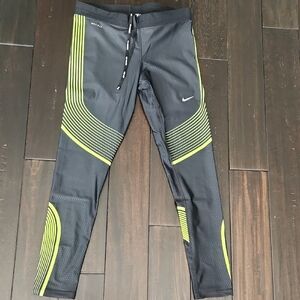 Nike Black and Lime Green Performance Leggings